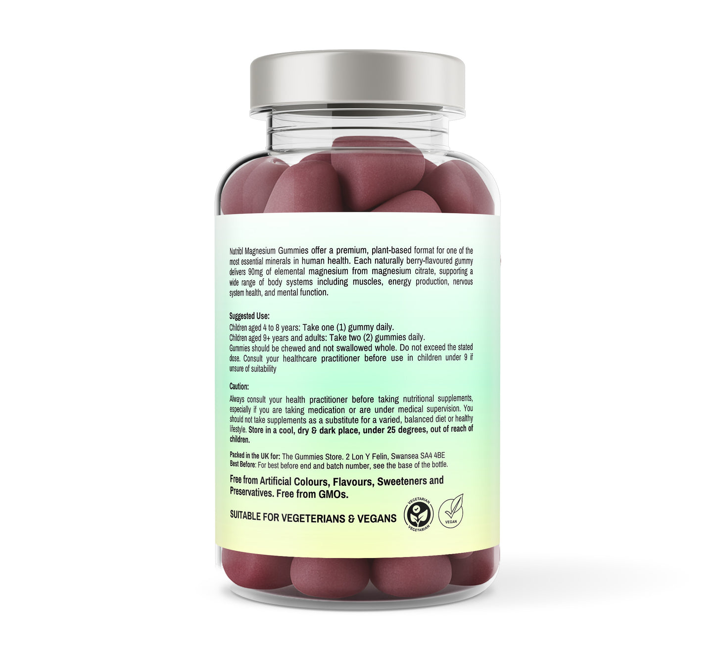Supplement bottle with a label on a white background